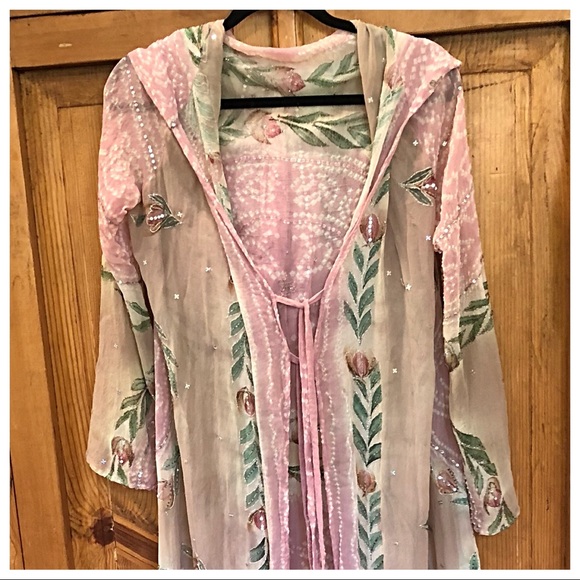 🎉HP🎉🦋HAND BEADED-EMBROIDERED SILK BOHO KIMONO🦋 - Picture 7 of 8